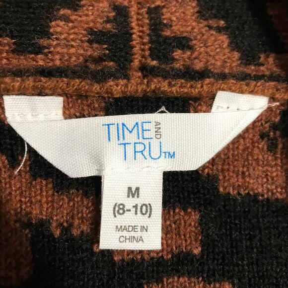 Time and Tru Cheetah Theme V-Neck Long Sleeve Cardigan Sweater M - Picture 3 of 6